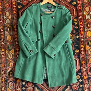Lands' End Green Double-Breasted Coat